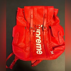 Supreme x Louis Vuitton red backpack